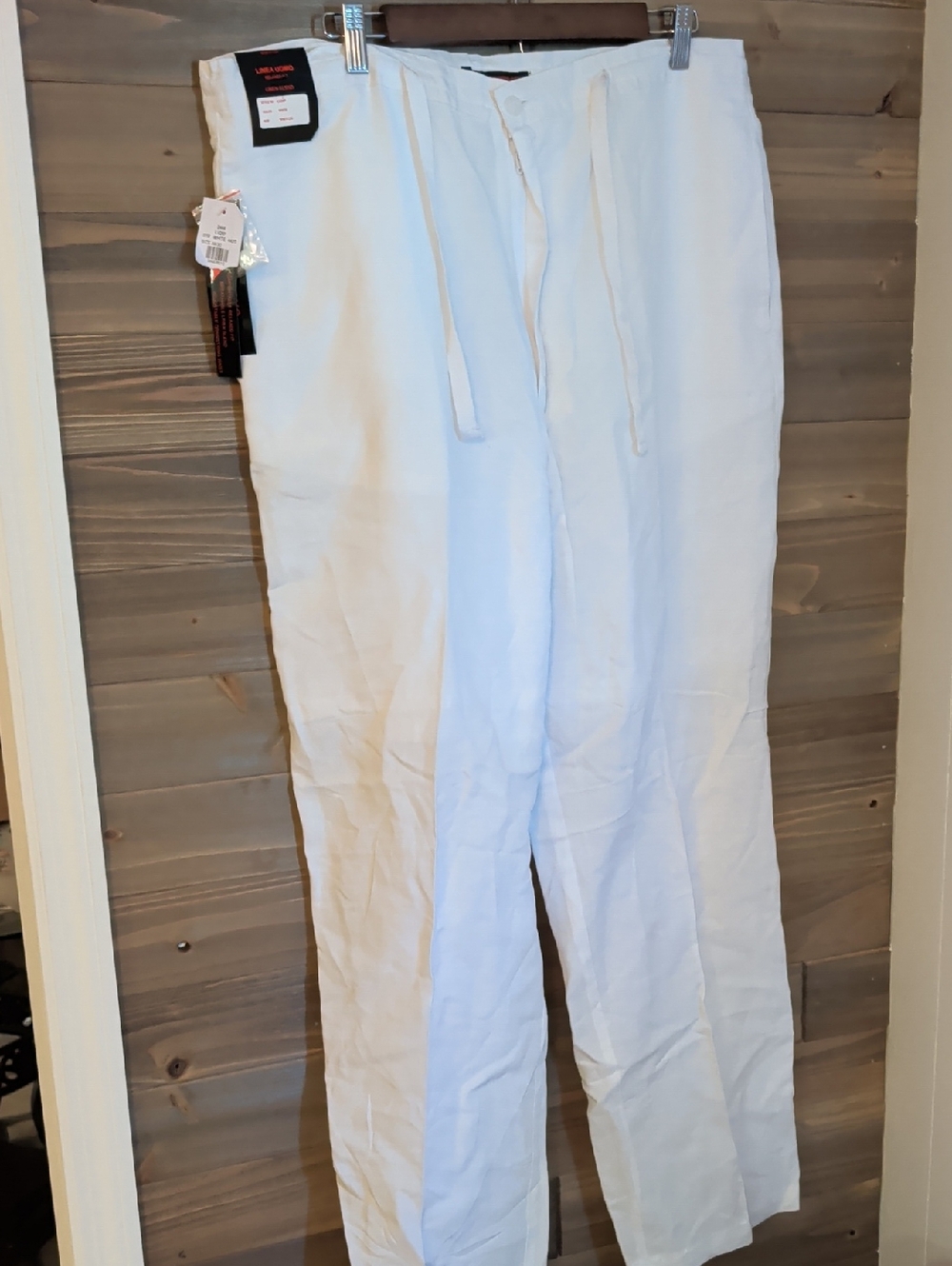 Linea Uomo White Drawstring Linen Pants W38 L30